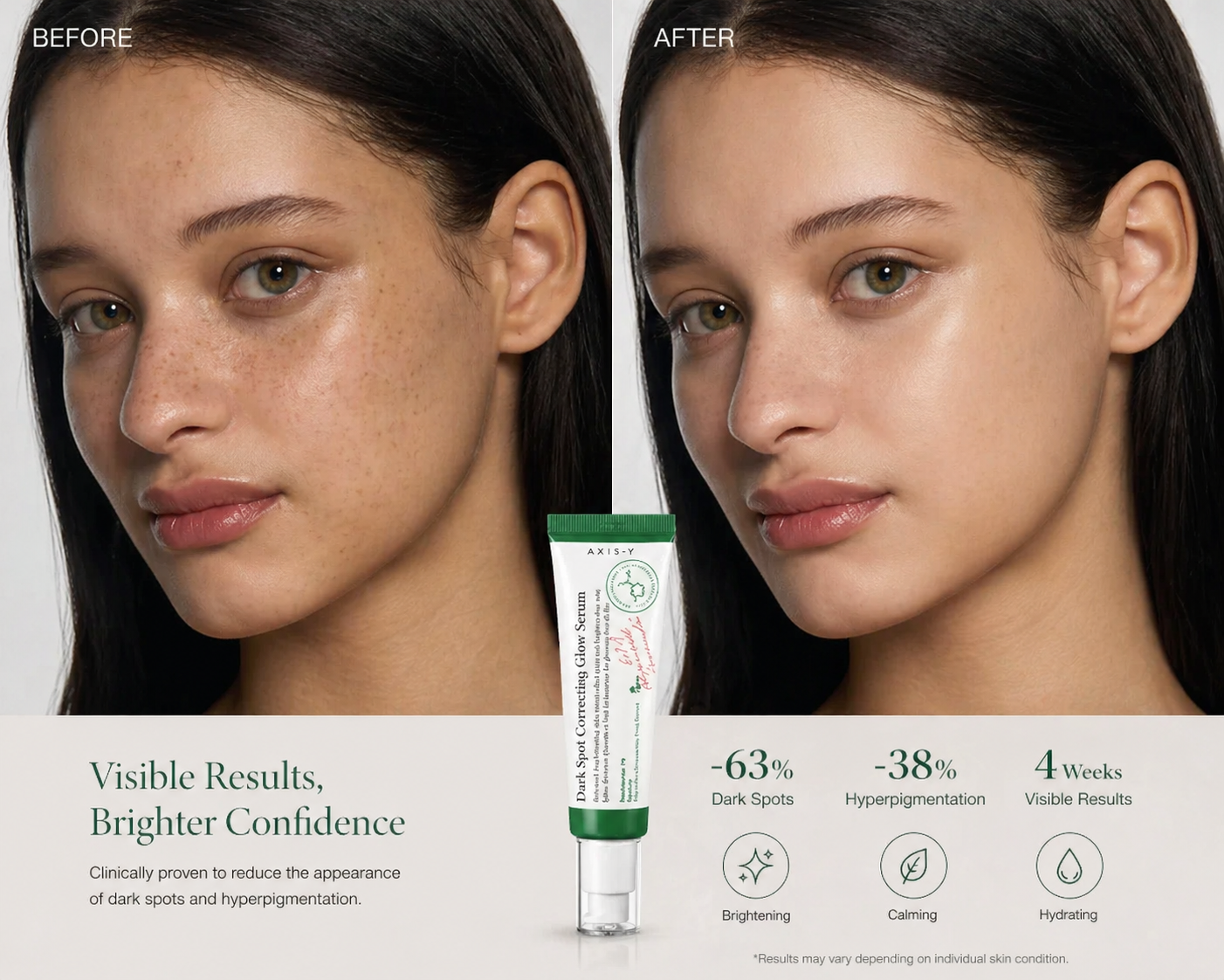 AXIS-Y Dark Spot Correcting Glow Serum | 5% niatsinamiidi särav seerum hüperpigmentatsioonile (50ml)